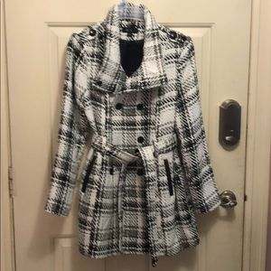 BCX tie waist pea coat